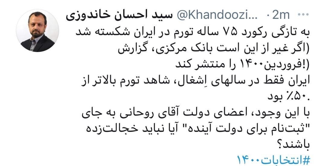خاندوزی: رکورد تورم ۷۵ ساله ایران شکسته شد!