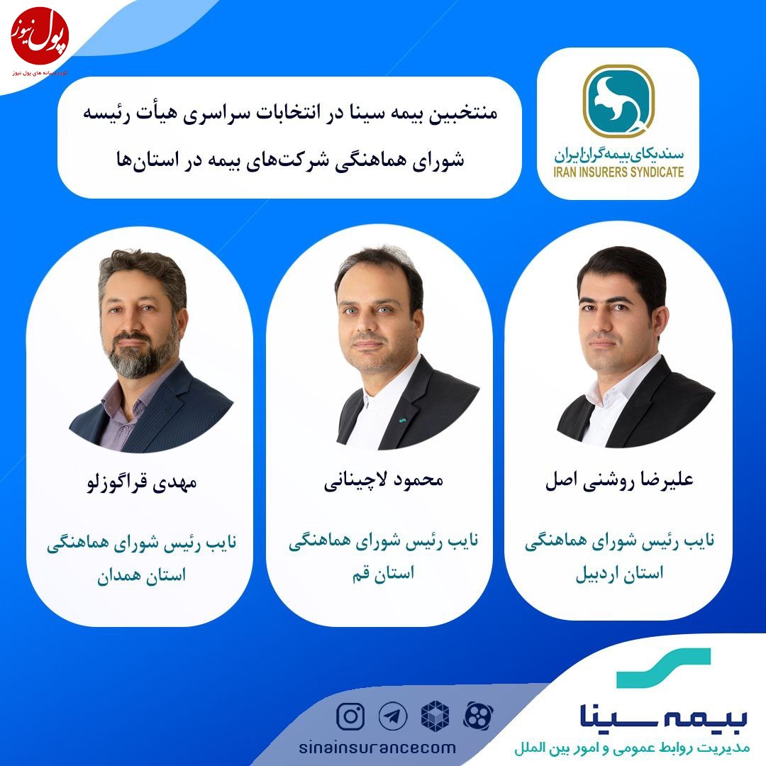 منتخبین بیمه سینا در هیئت رئیسه شورای هماهنگی بیمه استان ها